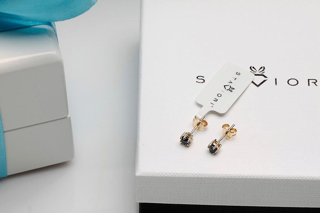 Gold Earrings with Sapphires