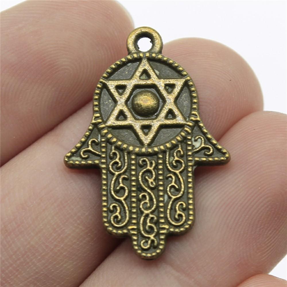 5pcs Big Fatima Hand Hamsa Palm Protection Pendant Charms For Necklace Keychain Making DIY Handmade Craft