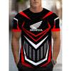 Honda Quick Dry Racing Herren Geometrischer Aufdruck Motorrad Biker Trikot Sportbekleidung Kurzarm Leichtes Outdoor T-Shirt