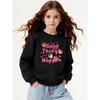 Girls Crewneck Sweatshirt, "Good Things Happen" Strawberry Print, Soft Casual Pullover for Fall Winter