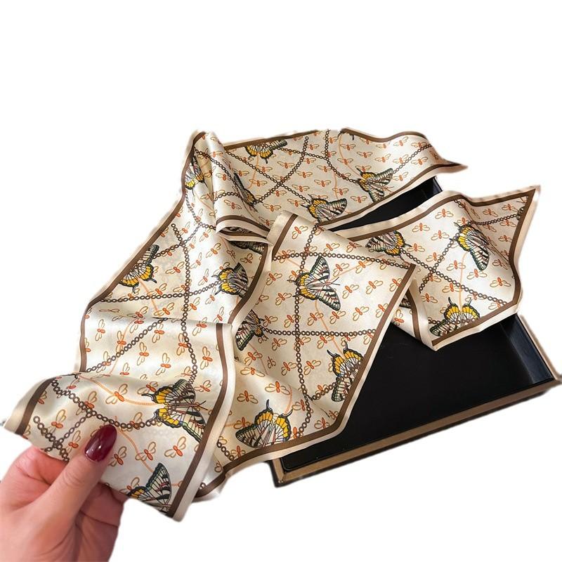Schmetterling Simulationsseide Doppellagiger Schal Dekorativer Seidenschal Pendeln Frühling Und Sommer Diagonalschal Vielseitiger Dünner Schmaler Streamer Frauen