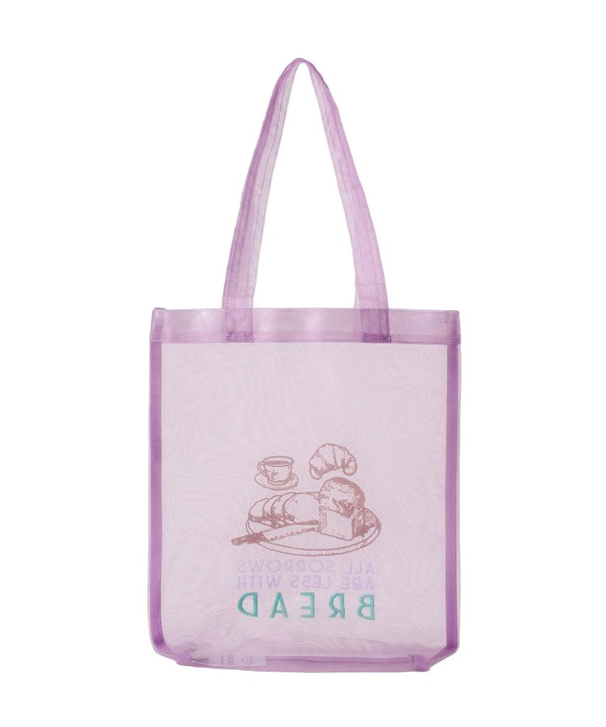 Embroidered sheer tote size F bag, gold,