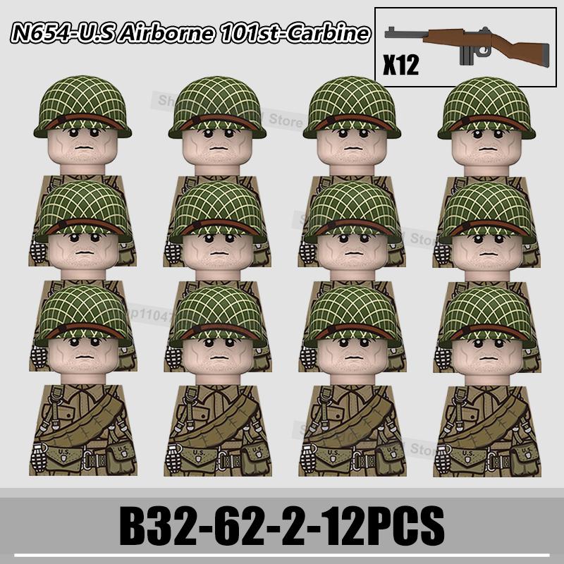 WW2 US Rangers 101 Airborne Soldier Figures Building Blocks Military Army Infantry Gear Helmet Rifle Guns BAR Bricks Toy Gifts