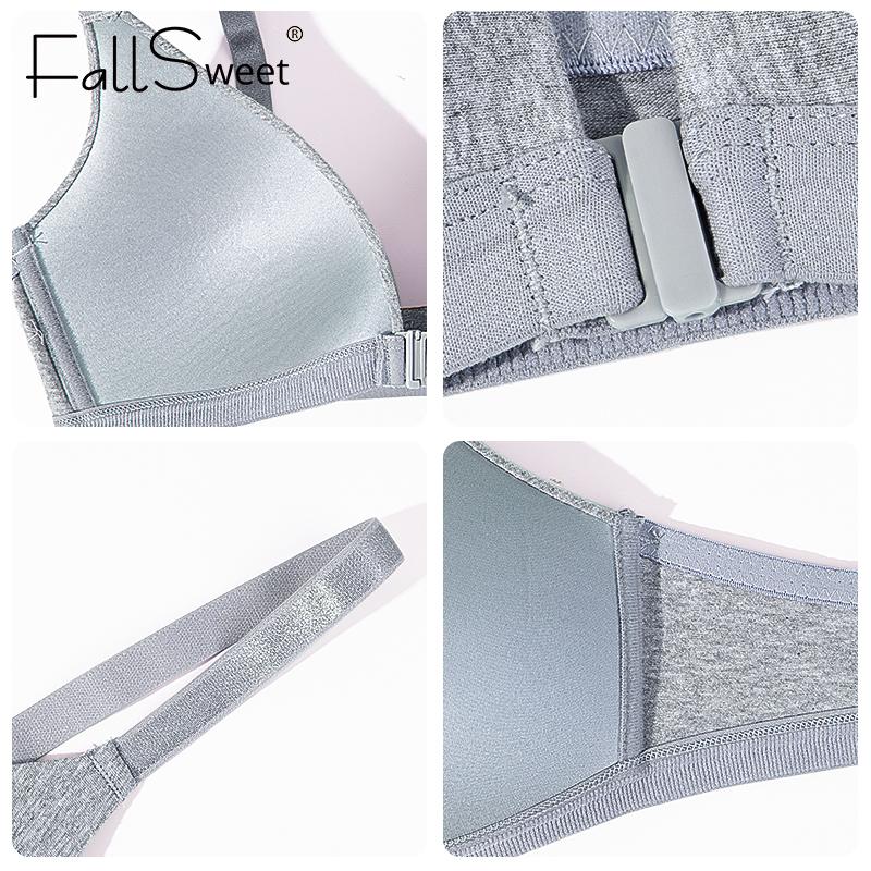 Sujetador sin costuras con cierre delantero para mujer Push Up Inalámbrico Sujetador Profundo V Color Sólido Ropa Interior Lencería Sexy Femenina