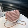 Sewing Thread Love Shape Pleats Zipper Fashion Women's Shoulder Bags  Versatile Style New PU Hot Sale Crossbody Bags