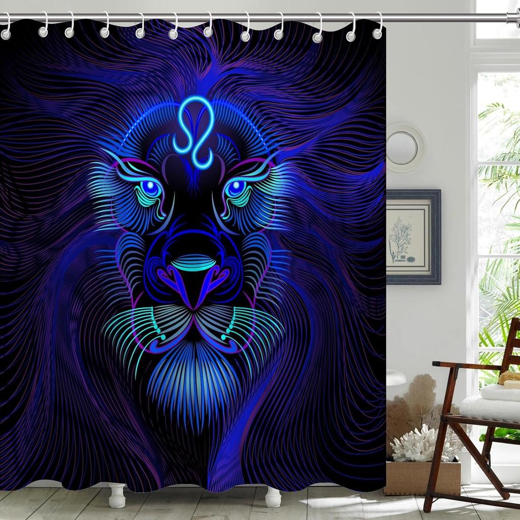 Scorpio Zodiac Shower Curtain Blue Astrology Horoscope Bath Decor, Funny Waterproof Polyester Fabric With 12 Hooks,Birthday Gift