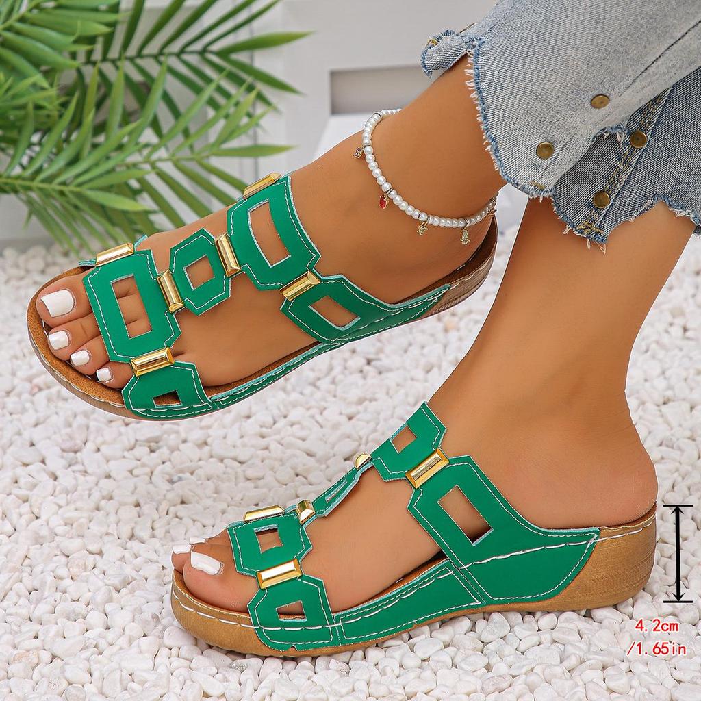 2025 Women's Plus Size Fish Mouth Buckle Slides: Thick Sole, Solid Color, European & American Fashion