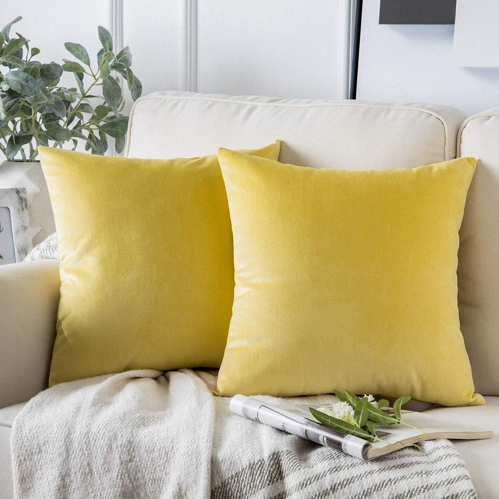 Velvet Solid Pillow Cover Removable Washable Sofa Cushion Case Soft Cozy Home Decor Elegant Comfortable Accent