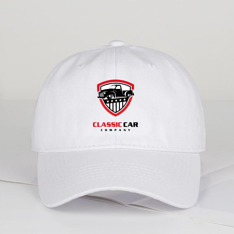 Retro Car Emblem Printed SoftTop Baseball Cap Soft Comfortable Lightweight Breathable Adjustable Vintage Rugged Automotive