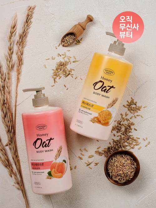 Kerasys Showermate Гель для душа Мед Овес 1л Мускус Абрикос Honey Oat Musk 1L