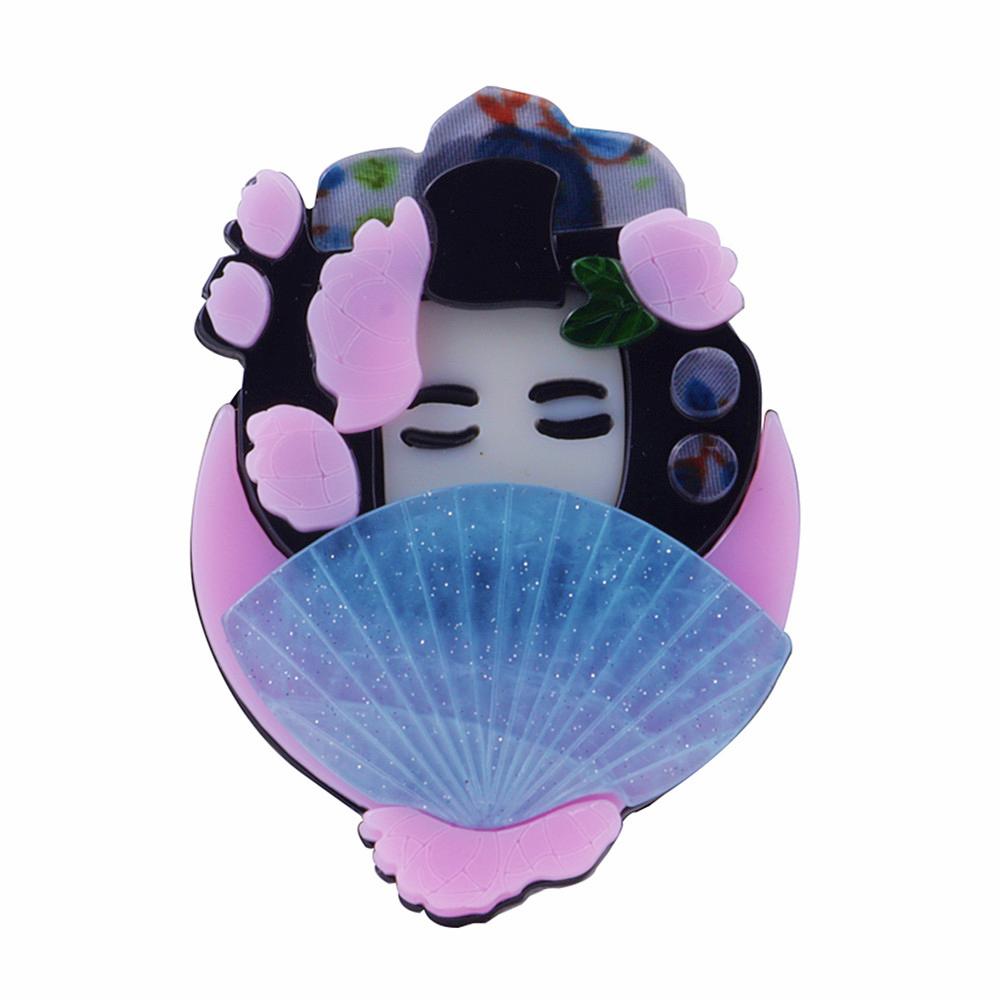 New Design Unique Lady Figure Acrylic Brooch Pins For Women Girls Brooches Pins Lapel Badges Bag Decorations Party Dress Jewelry