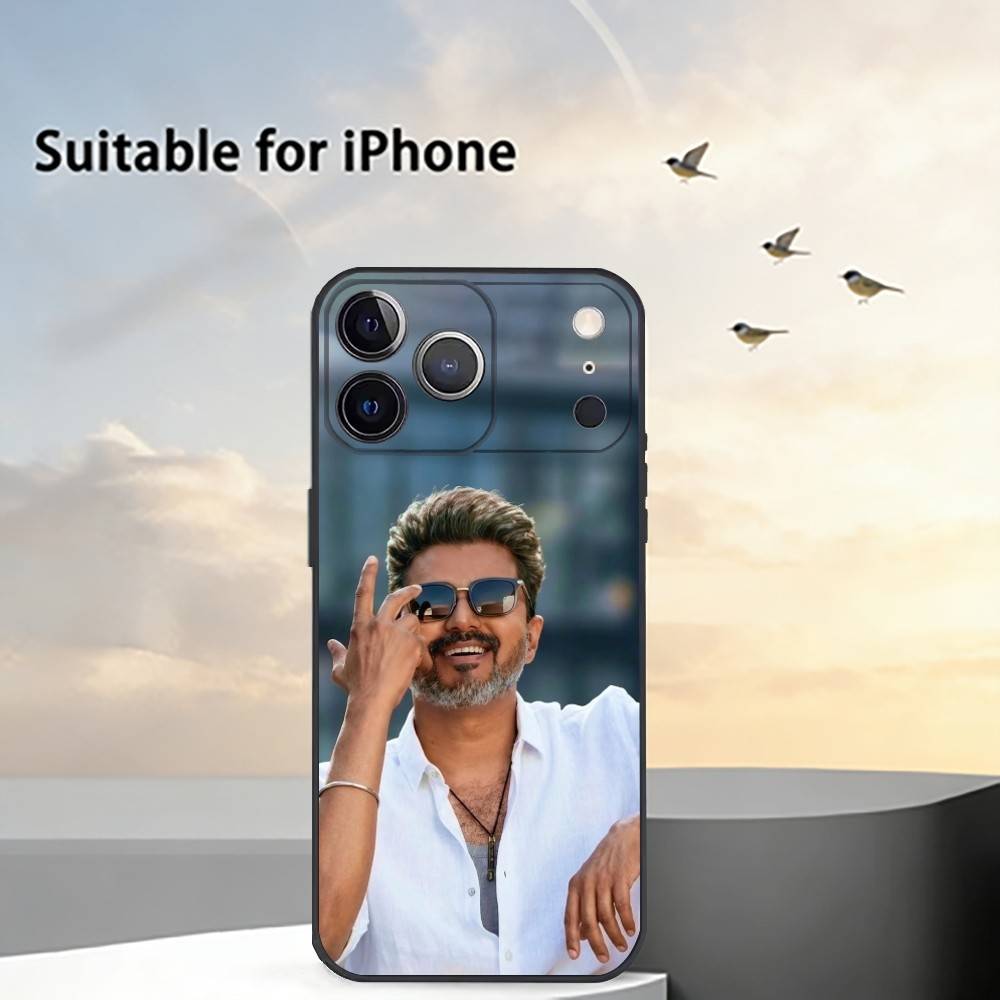 S-Singer Thalapathy Vijay Phone Case For iPhone 17,16,15,14,13,12,11 Plus,Pro Max,XS,Soft Silicone Black Cover