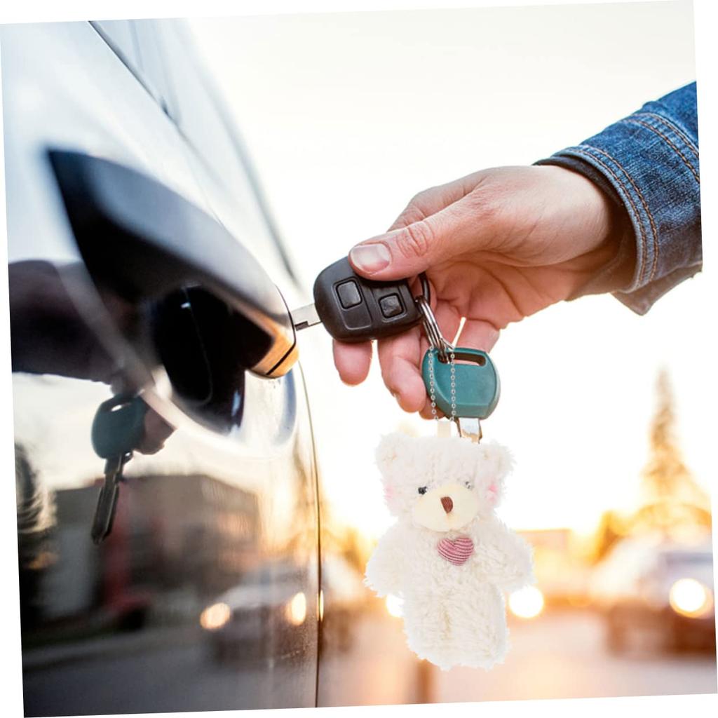 EXCEART Set of 2 Fluffy Bear Plush Hanging Ornaments for Bags Cute Animal Lightweight Soft Cute Keychains Keychains, & Backpacks, Pendants, Material,