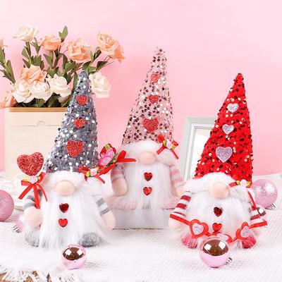 Glowing Sequined Hat Valentine'S Day Doll Valentine'S Day Gift Living Room Decoration Ornament Proposal Arrangement