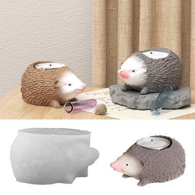 3D Hedgehog Candle Base Mold DIY Gypsum Dropper Ornament Mold Animal Silicone Mold