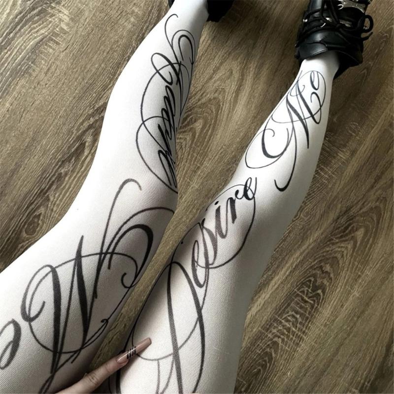 Opaque Footed Tights High Waist Pantyhose Control Top Tights Thigh High Stockings Printed Silk Stockings for Womens