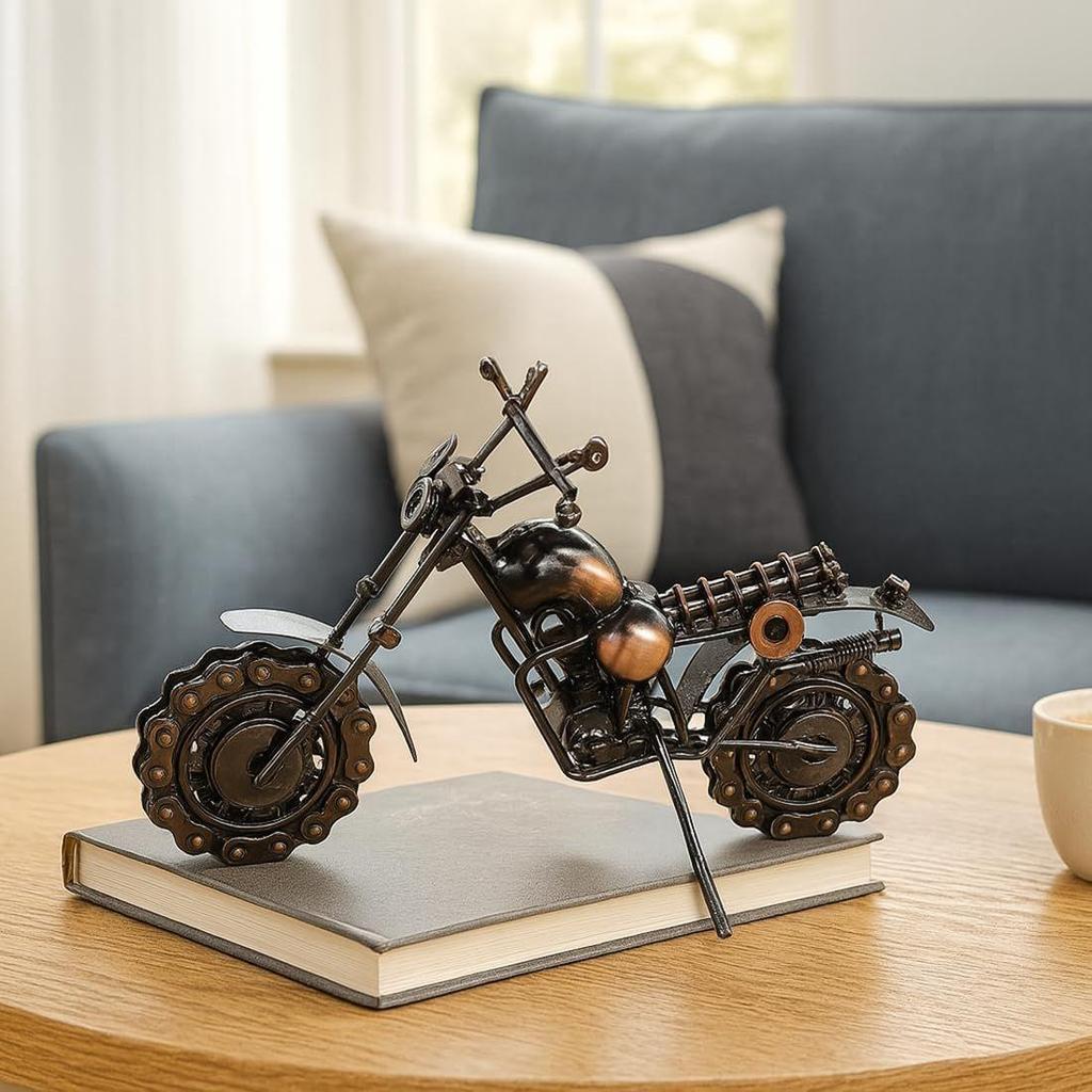 Motorcycle Gifts for Men Unique, Birthday Gifts for Men & Women Riders, Vintage Home Office Decor, Scrap Metal Motorcycle Art
