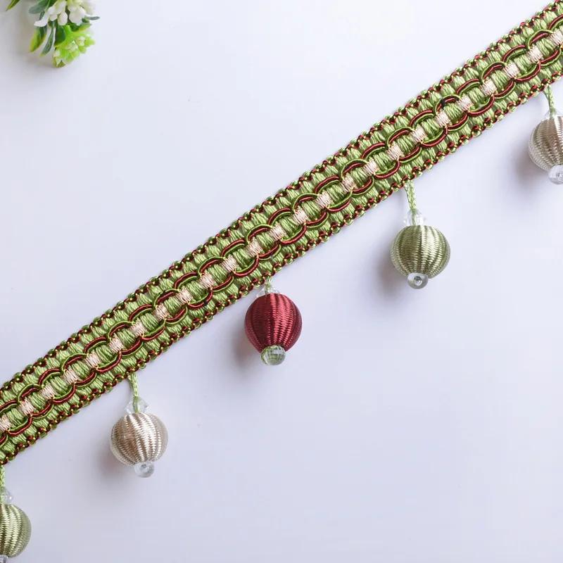 5.5M Curtain Sewing Tassel Fringe Lace Crystal Beads Weave Ball Trim Upholstery Home Decor Elegant Delicate Curtain Accessories