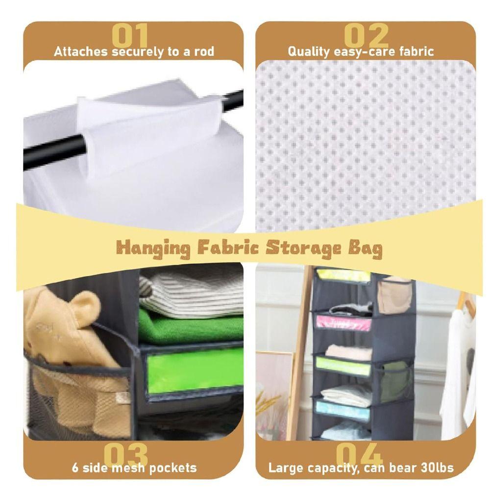 Foldable Kids Daily Clothes Organizer Side Pockets Closet Hanging Storage Bag  Socks