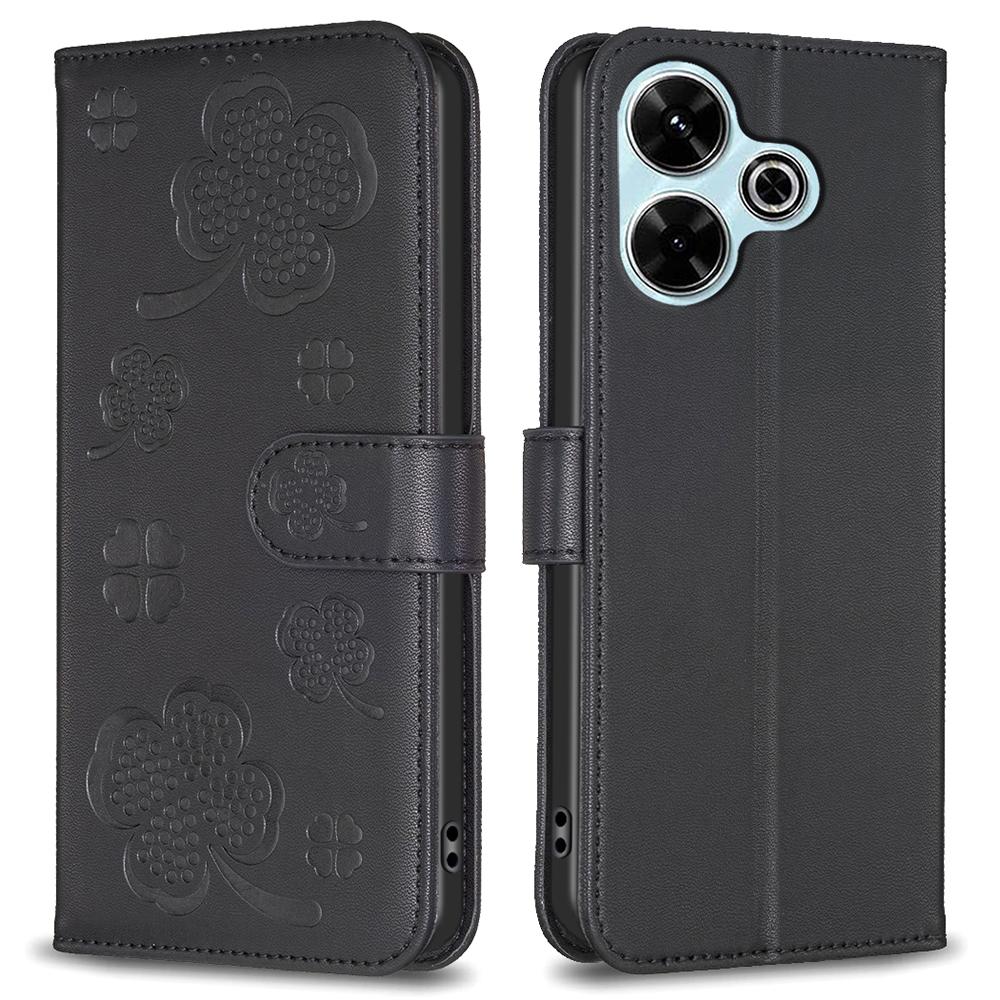For Xiaomi Redmi 13 5G/13 4G/Poco M6 4G Case Wallet Leather Phone Cover Lucky Clover Imprinting