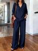 New Women's Long Sleeve Solid Loose Casual Two Piece Set