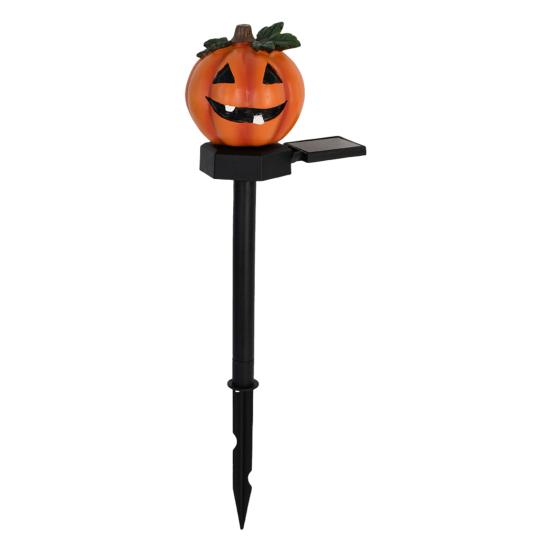 Solar Pumpkin Light Halloween Pathway Light Jack-O-Lantern Stake Outdoor Waterproof Skull Light with Stake for Yard Lawn Decoration