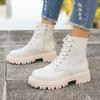 Ladies Shoes Ankle Women's Boots Fashion Side Zipper Office and Career New Lace-up Plus Size Round Toe Shoes for Women