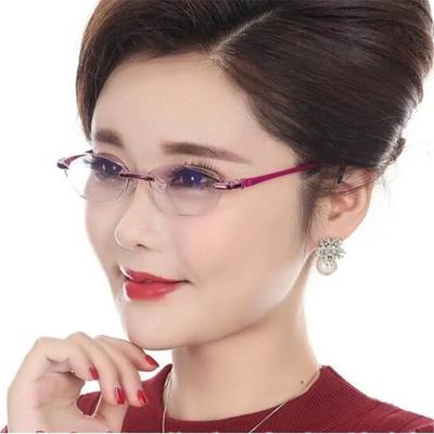 Damen randlose Bifokal-Lesebrille Blaulichtfilter Dioptrien +1,0 bis +4,0 Fern- und Nahsicht