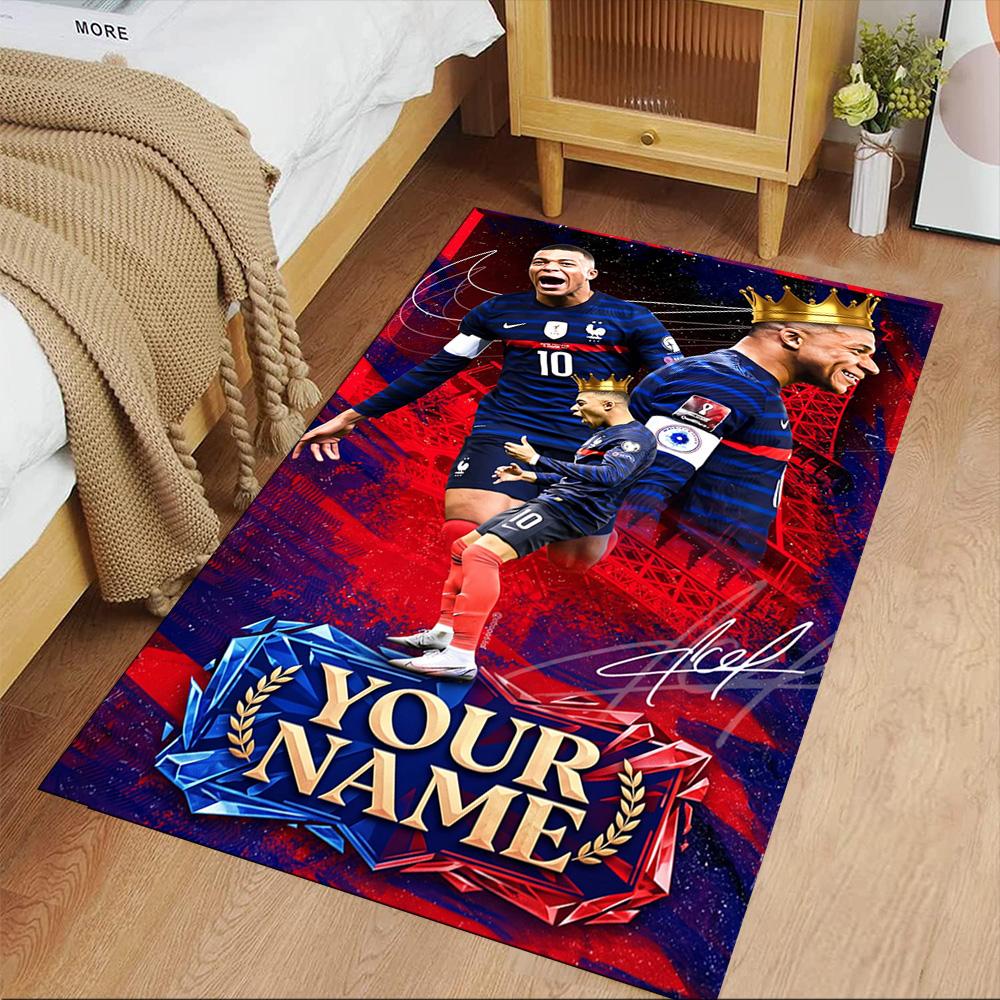 Mbappé Customizable Name Carpet Design for Foyer Study room Dormitory Hallway Antislip Carpet Anime Office Decor Best for Christmas