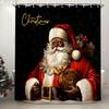 Christmas Shower Curtain Funny Santa Claus Shower Curtain Retro Xmas Holiday Washable Bathroom Decor Bath Curtain With Hooks