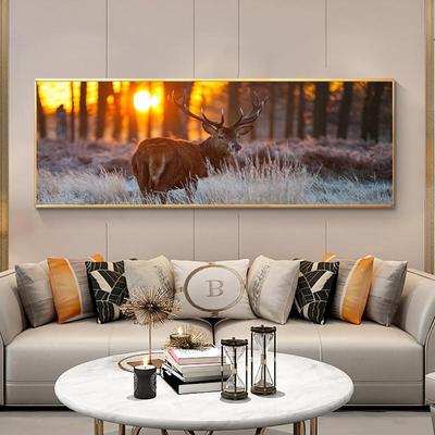 Deer In the Forest Posters and Prints Sunset Landscape Wall Art Animal Canvas Paintings Pictures Living Room Home Decor No Frame