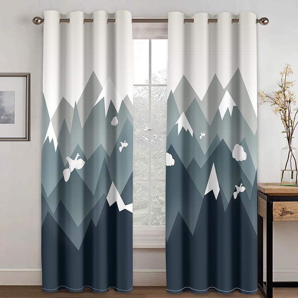 Cheap 240*270CM Abstract Art Modern Simple Black Face Thin Windows Curtains for Living Room Bedroom Decor 2 Pieces Free Shipping