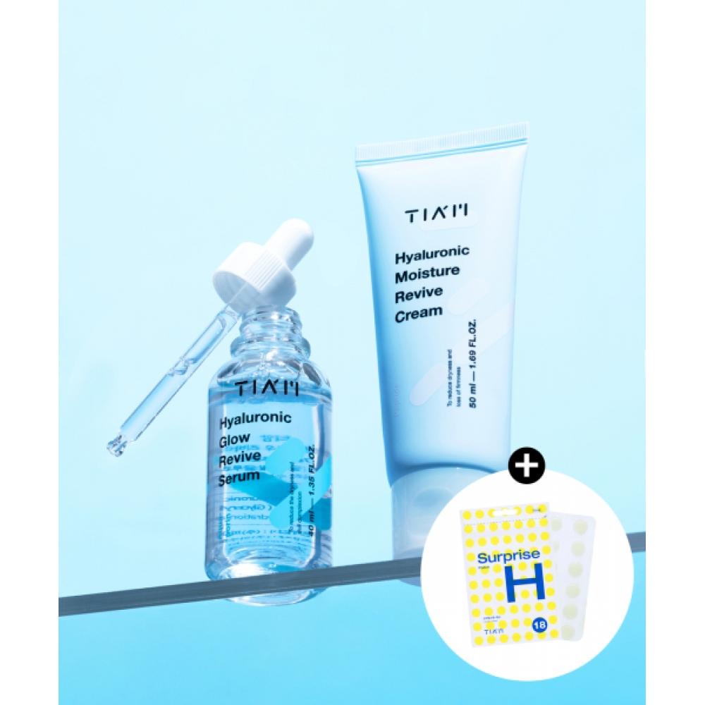 Tiam [set Of 2] Hyaluronic Acid Glow Revive Serum 40ml + Revive Cream 50ml + [free] H patcH 1 NONE