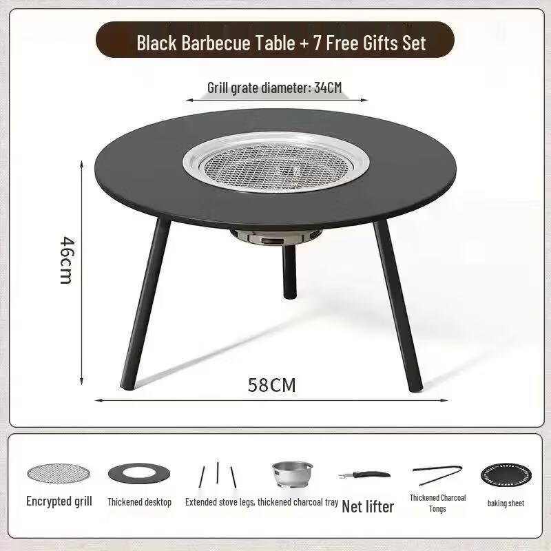UOSUUOSU Outdoor Carbon Steel Folding Hearth Tea Table