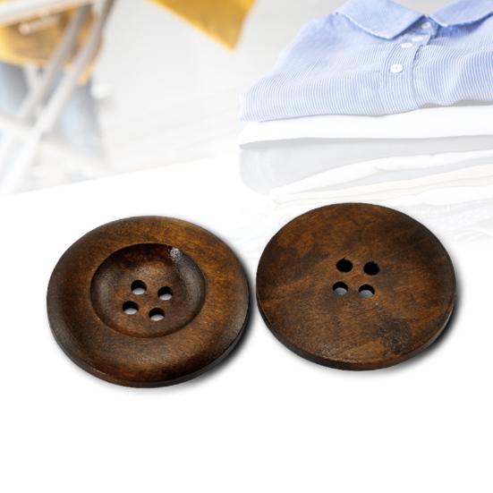 20Pcs 35mm Round 4 Holes Wooden Buttons DIY Sewing Knitting Clothes