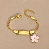 Customized Engrave Name Bracelet for Little Boy Girl, Charms Flower Bracelet, Personalized Stainless Steel Chain