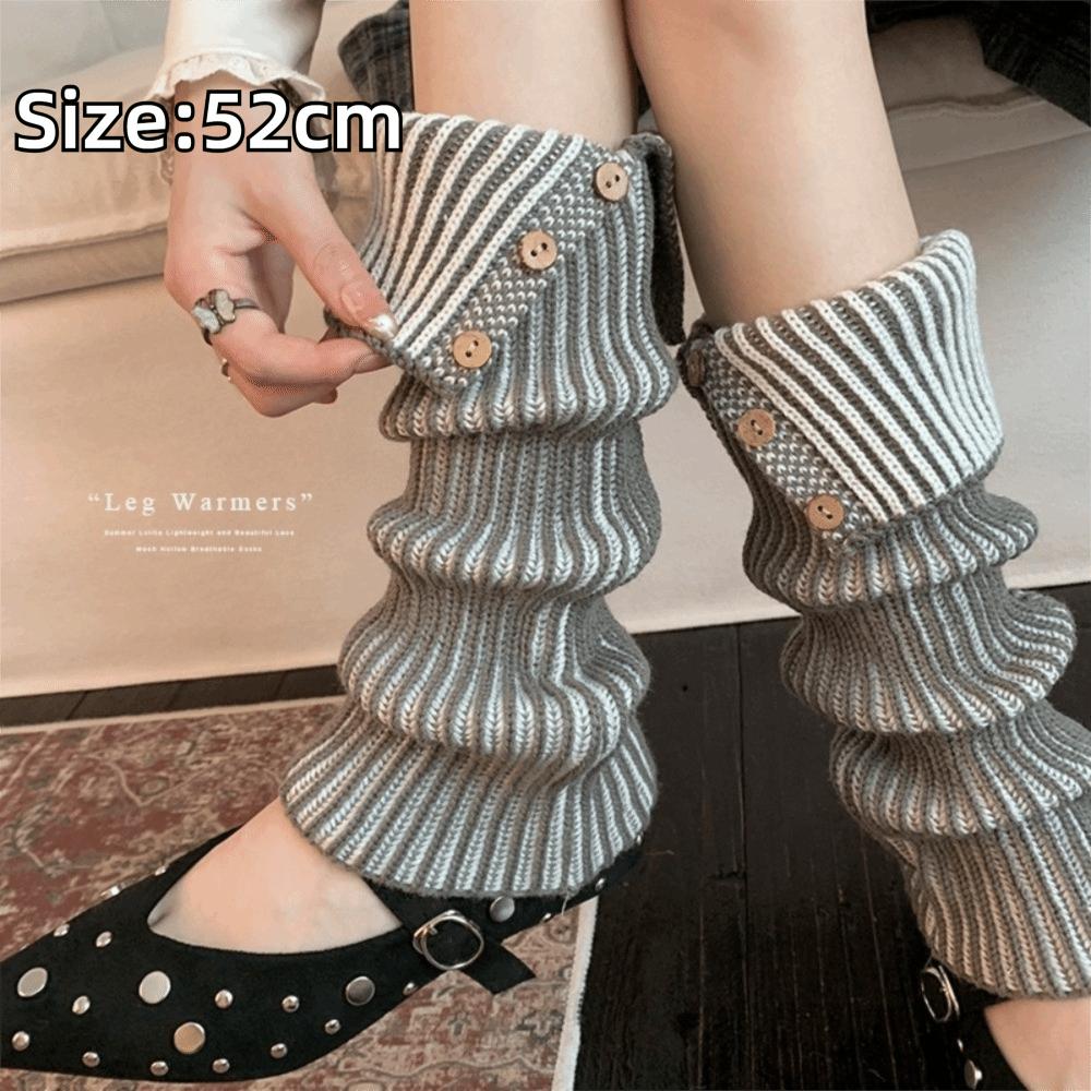 1 Pairr Vertical Striped Cuffed Leg Warmer Thickened Knit Knit Leg Sleeve Autumn Winter Wear