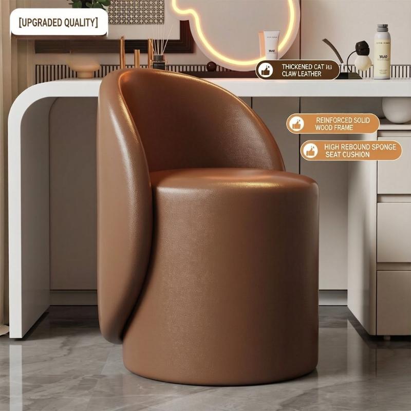 Light Luxury Nordic High Back Vanity Chair, Simple Manicure & Makeup Stool for Bedroom
