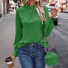 2026 Women's Solid Color Stand Collar Puff Sleeve Top - European & American Autumn Fashion