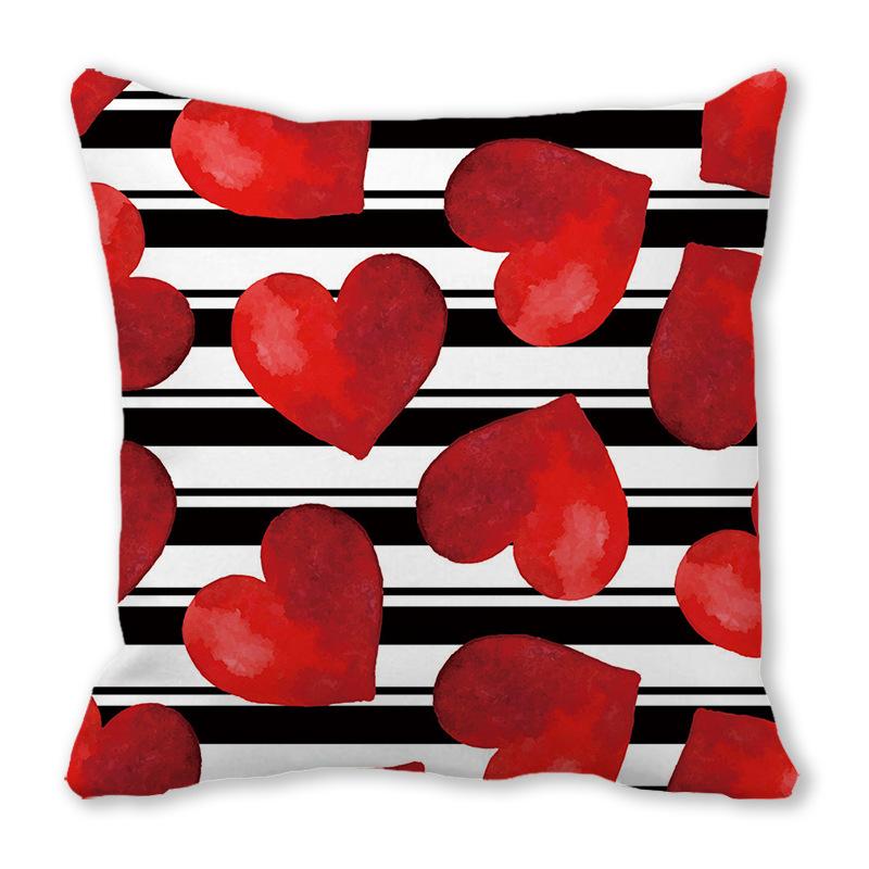 Creative Valentine's Day Happy Series Digital printing short plush pillow covers for car sofa office cushion cover home goods