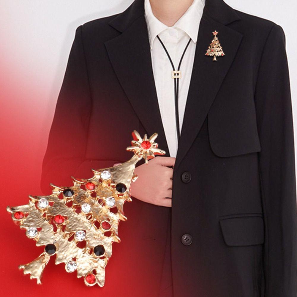 Korean Style Christmas Brooch Badge Christmas Tree Brooch Daily Enamel Rhinestone Brooches  Daily