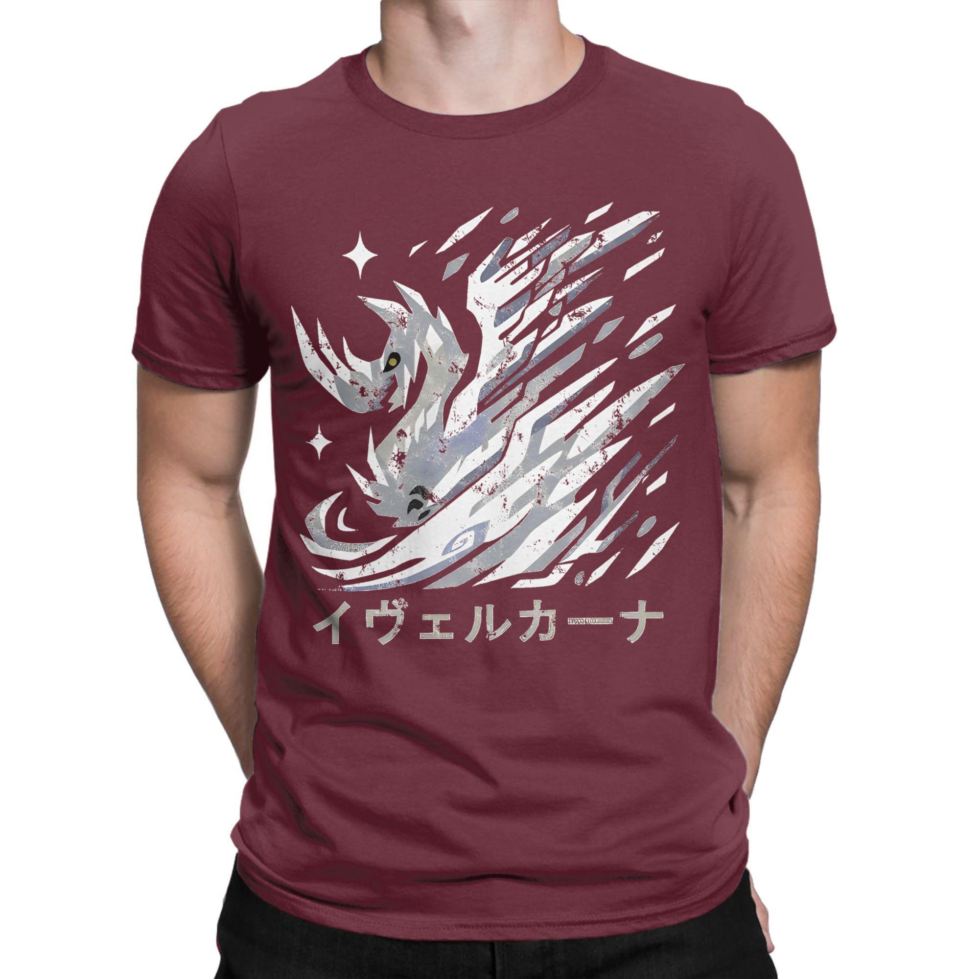 

Футболка с изображением значка Hunter World Iceborne Velkhana Kanji для мужчин и женщин, 100% хлопок, футболки с графическим принтом, одежда, наряды XXXXXL бордовый