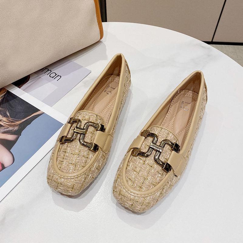 

2025 Весна Осень Обувь Женские Плоские Мягкие Модные Брендовые Женские Тонкие Туфли Бежевый Черный Синий Большой Размер 42 41 бежевый