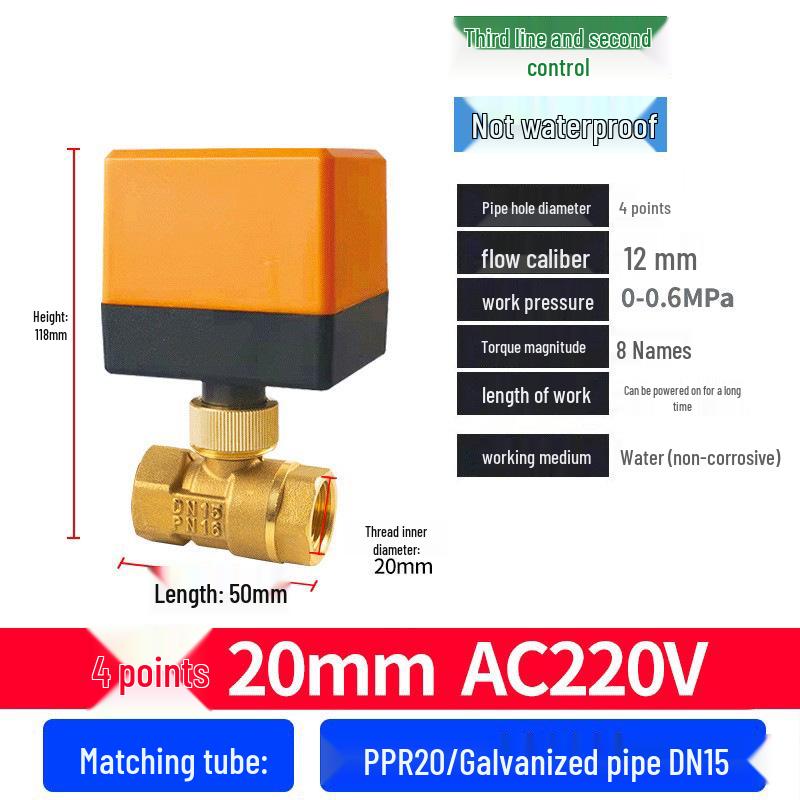 220V DN15 Měděný závitový elektrický kulový ventil pro regulaci vody
