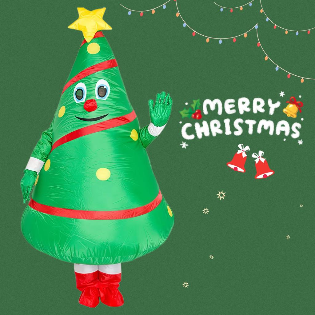 Lalapala Christmas Christmas Tree Cosplay Funny Inflatable Adult Cute Santa Costume with Inflatable Christmas Perfect for Cultural School Christmas