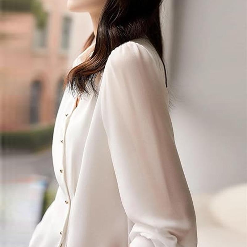 2026 New Autumn and Winter Women's Long-sleeved Shirt Solid Color Fashion Simple Casual Versatile