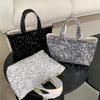 New Hand-held Tote Bag, High-end Sense, Large-capacity Fashionable and Shiny Handbag, Women's Niche Silver Sequined Bag