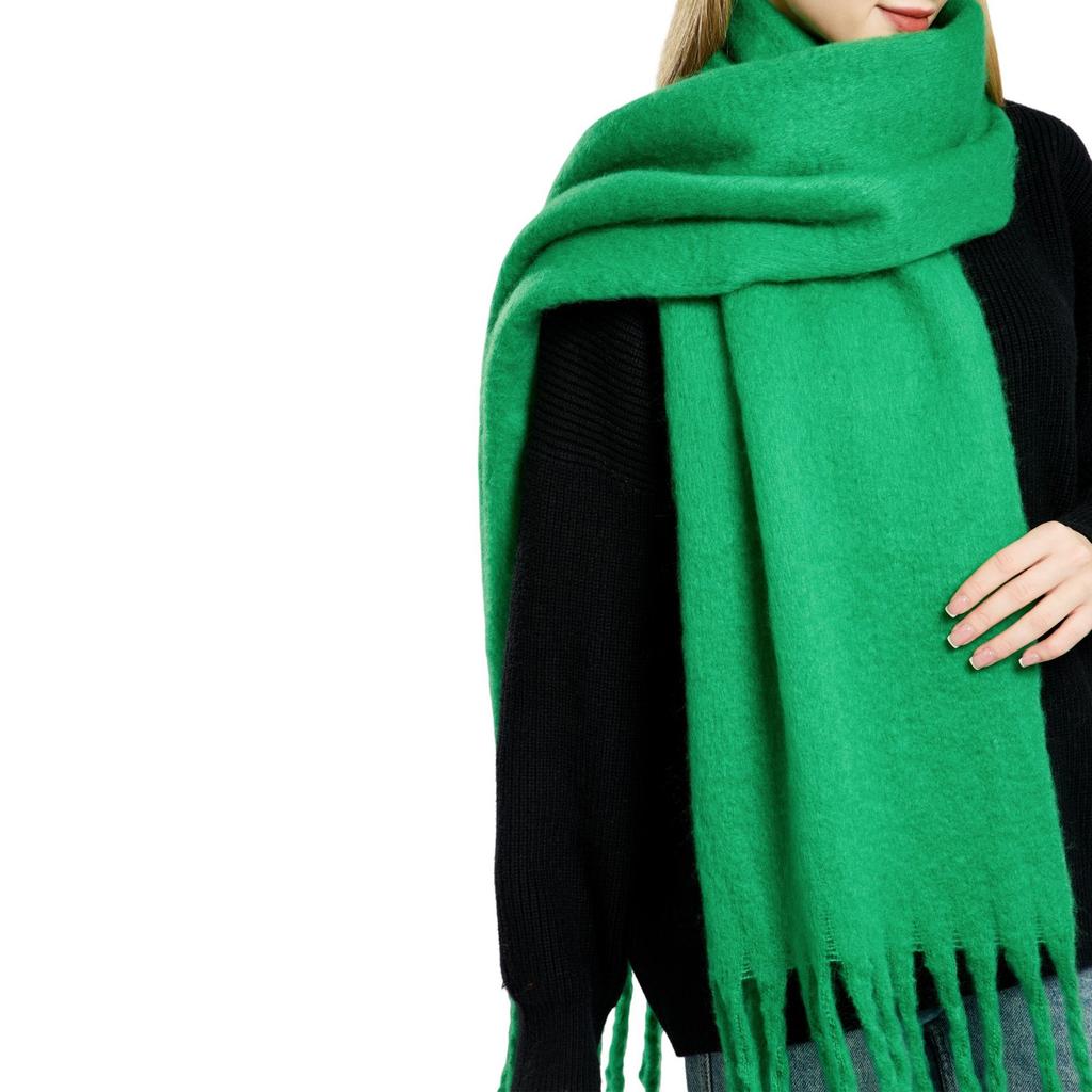 Versatile mohair solid color scarf women's winter thickening simple warmth enlarged shawl scarf