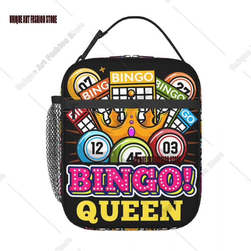 Custom Bingo Queen Lunch Bag Men Women Cooler Warm Insulated Lunch Box for Adult Office