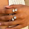 Stainless Steel Shiny Zircon Ring Women Water Drop Geometric Open Ring Light Luxury Minimalist Banquet Hand Jewelry Accessories
